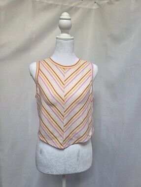 NWT Wild Fable Striped Open Back Tie Crop Tank Top Size Large